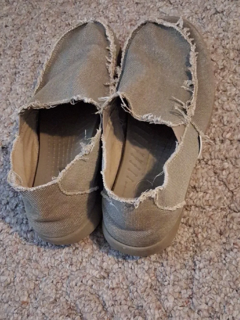 CROCS Men's Beige Canvas Slip-On Loafers